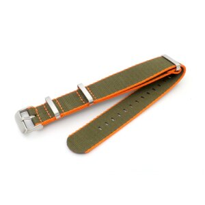 GEO-Straps Nato Nylon Uhrenarmband Modell Beat-S grün-orange 20 mm
