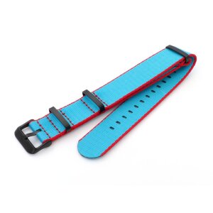 GEO-Straps Nato Nylon Uhrenarmband Modell Beat-P hellblau-rot 22 mm