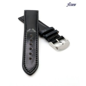 Fluco Uhrenarmband Shell Cordovan Modell Galopper-Chrono schwarz-TiT 22 mm Handarbeit