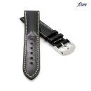 Fluco Uhrenarmband Shell Cordovan Modell Galopper-Chrono schwarz-WN 20 mm Handarbeit