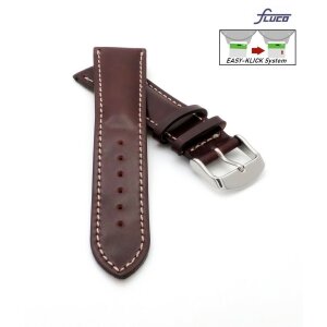 Fluco Easy-Klick Uhrenarmband Shell Cordovan Modell Galopper-Chrono mocca-WN 20 mm Handarbeit