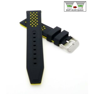Easy-Klick Silikon Uhrenarmband Modell Sylt schwarz-gelb 20 mm