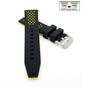 Easy-Klick Silikon Uhrenarmband Modell Sylt schwarz-gelb 22 mm