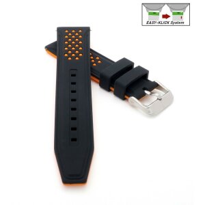 Easy-Klick Silikon Uhrenarmband Modell Sylt schwarz-orange 24 mm