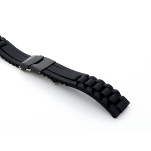 Silikon Uhrenarmband Modell Miami-FS-P schwarz 24 mm, Faltschließe