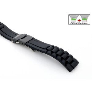 Easy-Klick Silikon Uhrenarmband Modell Miami-FS-P schwarz 20 mm, Faltschließe