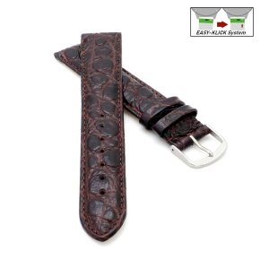 Feines Easy-Klick Alligator Leder Uhrenarmband Munich-XL extralang mocca 16 mm