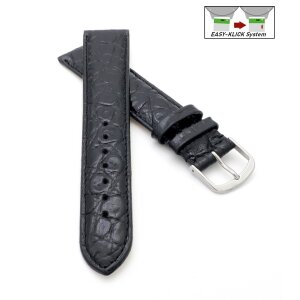 Feines Easy-Klick Alligator Leder Uhrenarmband Munich-XL extralang schwarz 20 mm
