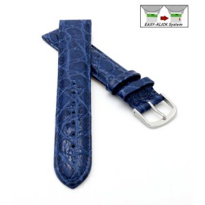 Feines Easy-Klick Alligator Leder Uhrenarmband Munich-XL extralang blau 20 mm