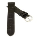 Feines Kroko Clip-Uhrenarmband Modell Clip-Luis-XL schwarz 12 mm, Clipsystem