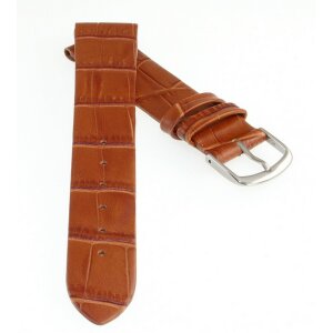 Feines Kroko Clip-Uhrenarmband Modell Clip-Luis-XL cognac 12 mm, Clipsystem