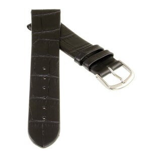 Feines Kroko Clip-Uhrenarmband Modell Clip-Luis-XL schwarz 20 mm, Clipsystem