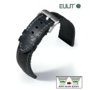 Eulit Easy-Klick Hybrid Silikon-Leder Uhrenarmband Modell Eutec-Belize schwarz 20 mm