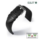 Eulit Easy-Klick Hybrid Silikon-Leder Uhrenarmband Modell Eutec-Waterproof schwarz 20 mm