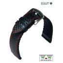 Eulit Easy-Klick Hybrid Silikon-Carbon Uhrenarmband Modell Eutec-Carbon schwarz-RN 20 mm