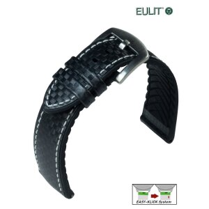 Eulit Easy-Klick Silikon Carbon-Style Uhrenarmband Modell Eutec-Carbon schwarz-WN 20 mm