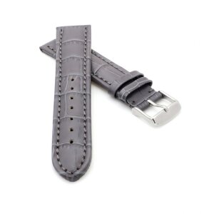 Alligator Uhrenarmband Modell Louisiana-NL grau-TiT 28 mm