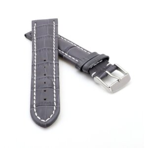 Alligator Uhrenarmband Modell Louisiana-XL grau-WN 22 mm, extralang