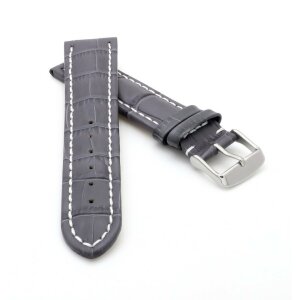 Alligator Uhrenarmband Modell Louisiana-XL grau-WN 24 mm, extralang