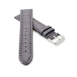 Alligator Uhrenarmband Modell Louisiana-XL grau-TiT 28 mm, extralang