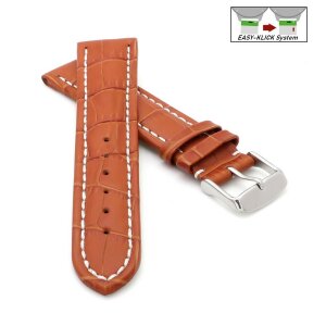 Easy-Klick Alligator Uhrenarmband Modell Louisiana-NL cognac-WN 18 mm