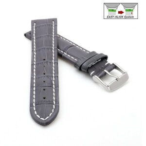 Easy-Klick Alligator Uhrenarmband Modell Louisiana-NL grau-WN 20 mm