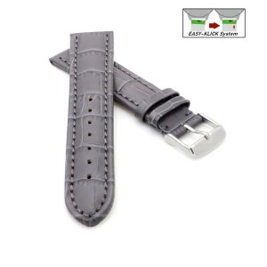Easy-Klick Alligator Uhrenarmband Modell Louisiana-NL grau-TiT 18 mm