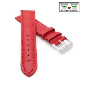 Easy-Klick Alligator Uhrenarmband Modell Louisiana-NL rot-TiT 24 mm
