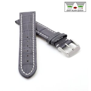 Easy-Klick Alligator Uhrenarmband Modell Louisiana-XL grau-WN 20 mm, extralang