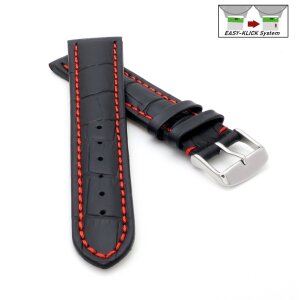 Easy-Klick Alligator Uhrenarmband Modell Louisiana-XL schwarz-RN 26 mm, extralang