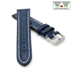 Easy-Klick Alligator Uhrenarmband Modell Louisiana-XL navyblau-WN 26 mm, extralang