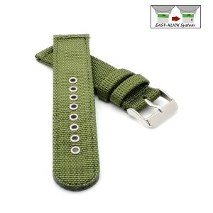 Easy-Klick Canvas-Nylon Textil Uhrenarmband Modell Split oliv-grün 18 mm