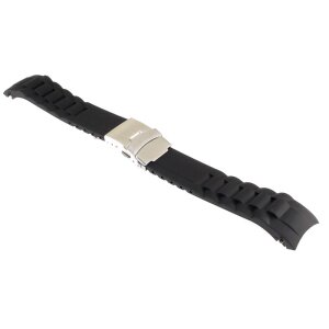 Silikon Rundanstoß Uhrenarmband Modell Round-FS schwarz 24 mm, Faltschließe