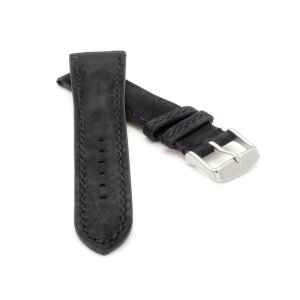 Veloursleder Uhrenarmband Modell Porto-Chrono schwarz 18 mm