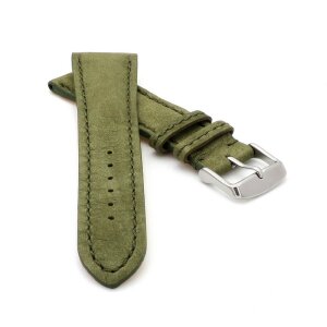 Veloursleder Uhrenarmband Modell Porto-Chrono grün 24 mm