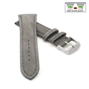 Easy-Klick Veloursleder Uhrenarmband Modell Porto-Chrono grau 20 mm