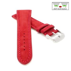 Easy-Klick Veloursleder Uhrenarmband Modell Porto-Chrono rot 20 mm