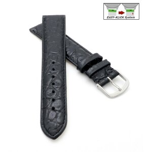Feines Easy-Klick Alligator Leder Uhrenarmband Munich-XL extralang schwarz 22 mm