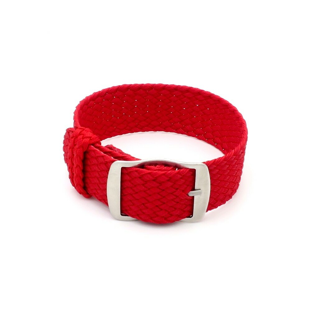 Perlon Durchzugs-Uhrenarmband Modell Robby-Premier rot 20 mm Uhrena