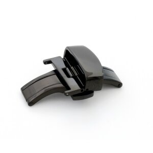 Premium Butterfly-Faltschließe Modell Pikart Edelstahl PVD-schwarz poliert, 20 mm