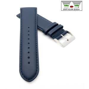 Feines Easy-Klick Leder-Uhrenarmband Chur-XS dunkel-blau 22 mm