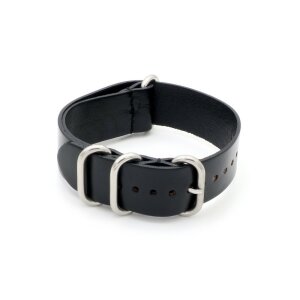 Zulu-Leder Uhrenarmband Modell Legion schwarz 22 mm Nato Strap