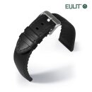 Eulit Hybrid Silikon-Leder Uhrenarmband Modell Eutec-Waterproof schwarz 24 mm