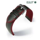 Eulit Hybrid Silikon-Leder Uhrenarmband Modell Eutec-Waterproof schwarz-rot 24 mm