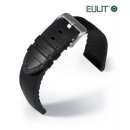 Eulit Hybrid Silikon-Leder Uhrenarmband Modell Eutec-Waterproof schwarz-blau 24 mm
