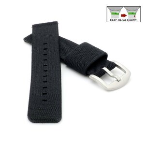 Elastic Easy-Klick Textil Uhrenarmband Modell Doubleflex-S schwarz 20 mm