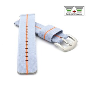 Elastic Easy-Klick Textil Uhrenarmband Modell Doubleflex-S grau-orange 20 mm