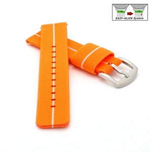Elastic Easy-Klick Textil Uhrenarmband Modell Doubleflex-S orange-weiß 22 mm