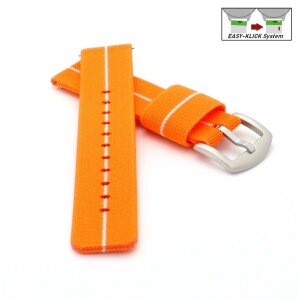 Elastic Easy-Klick Textil Uhrenarmband Modell Doubleflex-S orange-weiß 22 mm