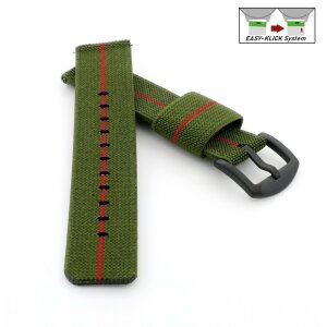 Elastic Easy-Klick Textil Uhrenarmband Modell Doubleflex-P grün-rot 22 mm